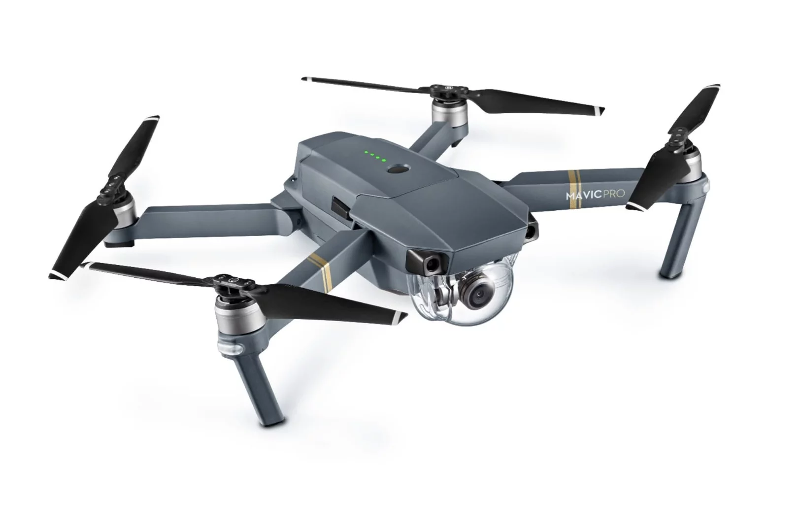 The Mavic Pro's inward-folding arms can be tucked in alongside its body to result in dimensions of just 7.8 x 3.26 x 3.26 in (198 x 83 x 83 mm)