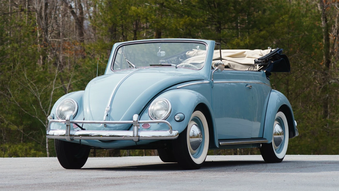 This 1957 Volkswagen Beetle Cabriolet by Karmann sold for $54,600 at an online Finest Automobile Auction in April, 2016