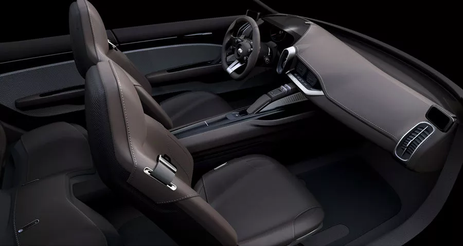 Leather and aluminum highlights are used for the Novo's interior