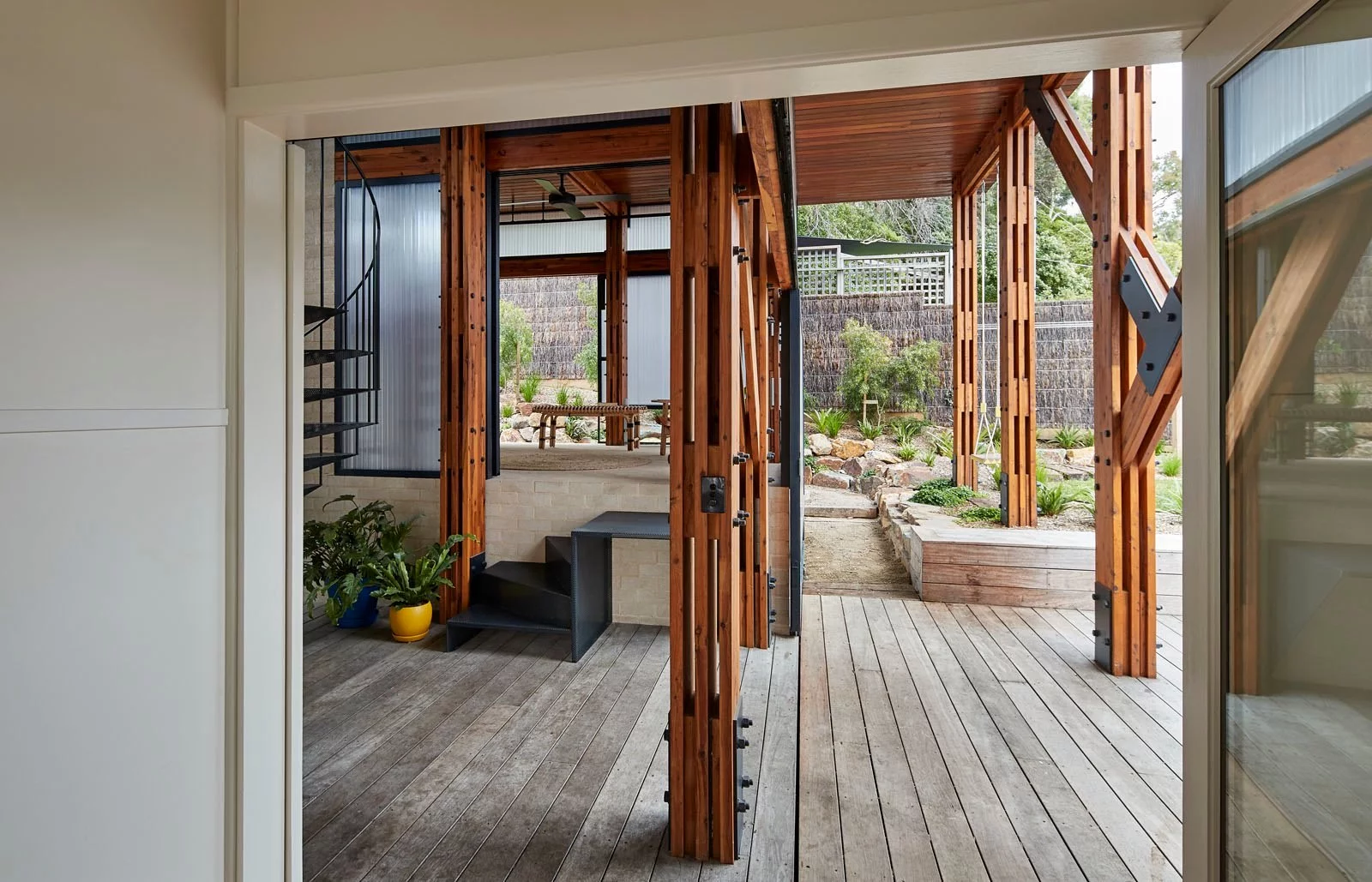 Here you can see the wooden structural supports that elevate Dorman House's extension