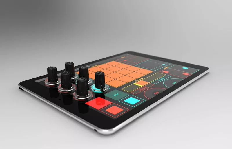 Tuna Knobs work as an oversized stylus, translating real-life turning movements into in-app touch commands