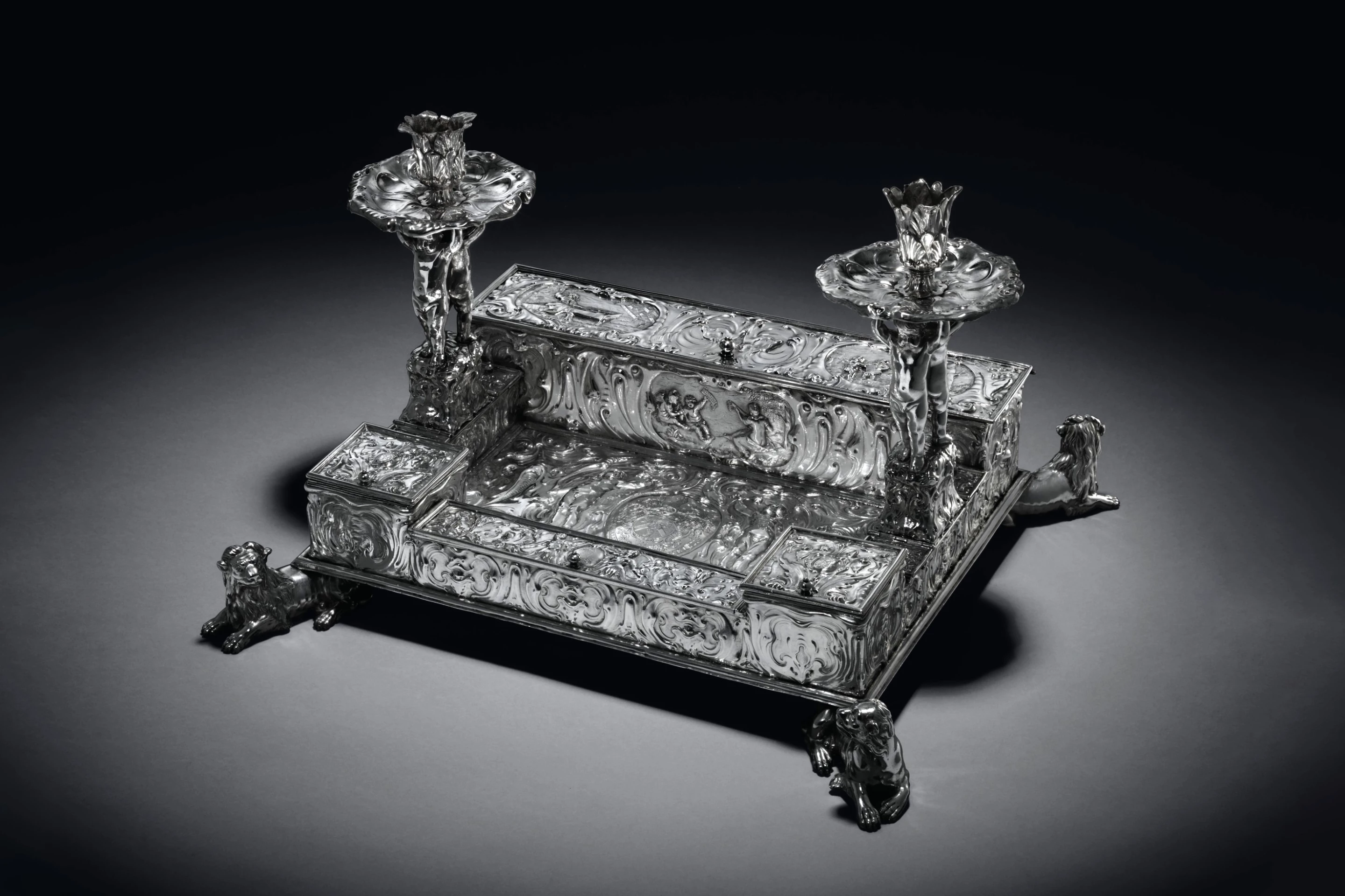 This Charles I Silver Inkstand (1639) sold for £1,942,500 ($2,675,017) at Christie's on 8 July 2021