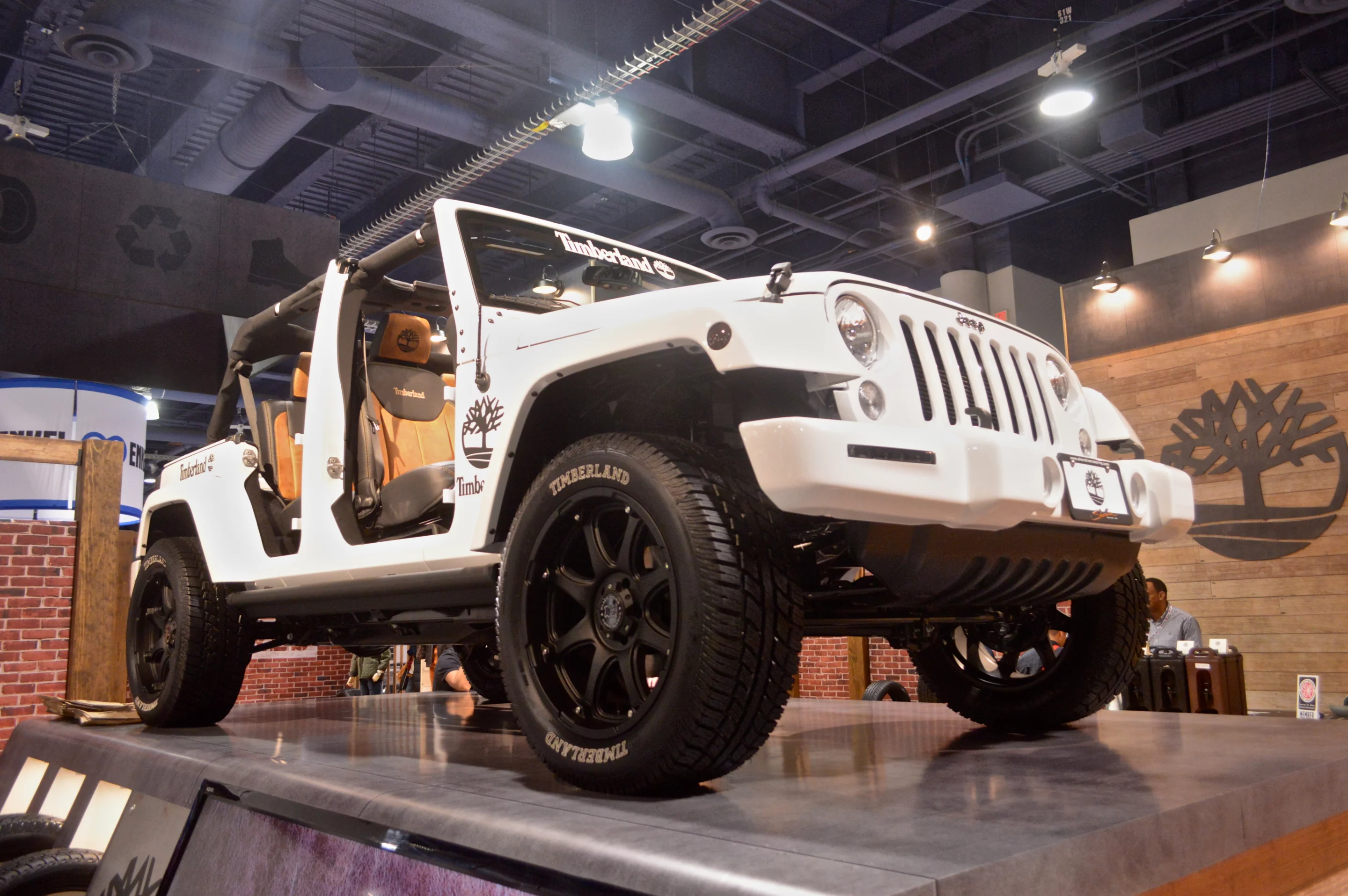 Timberland (the boot company) shows its all-new tire line on a Jeep Wrangler Unlimited (Photo: C.C. Weiss/Gizmag)