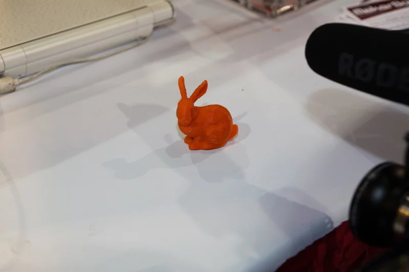 Plastic rabbit printed using the MakerBot Thing-O-Matic 3D printer