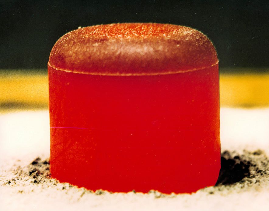 About 500 grams of plutonium-238 glowing orange from its own decay heat (Photo: NASA)