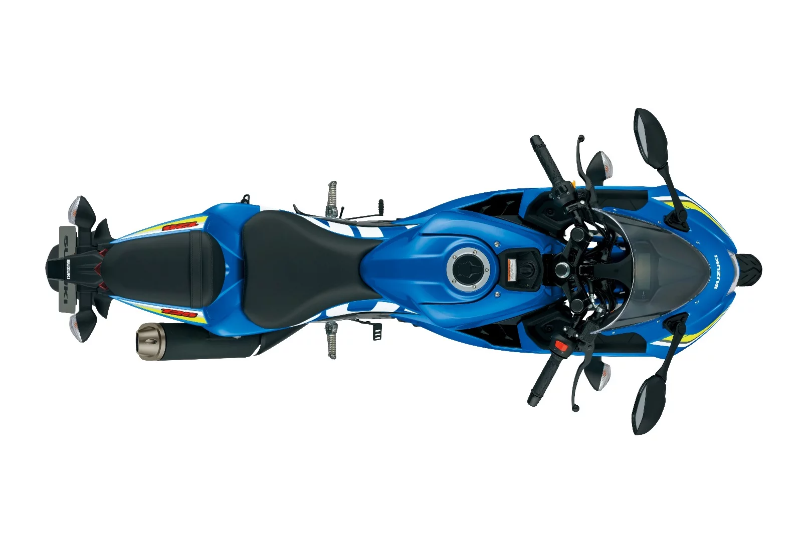 The slim figure of the 2017 Suzuki GSX-R125 as seen from above