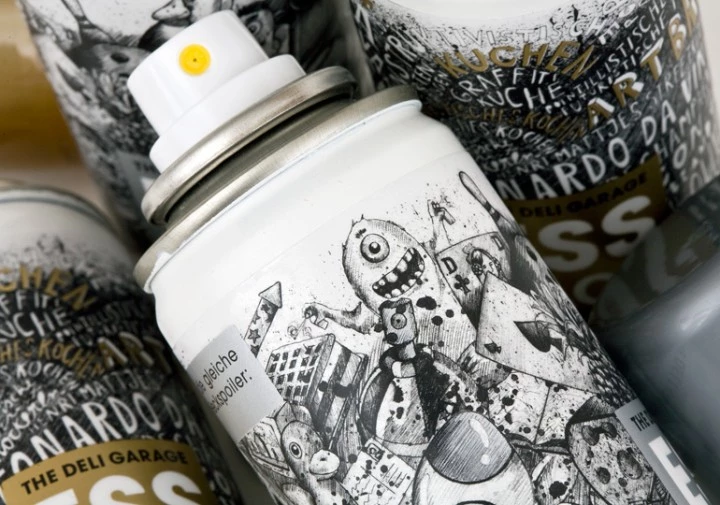 Food Finish sprays are sold in 100ml cans adorned with some stylish illustrations