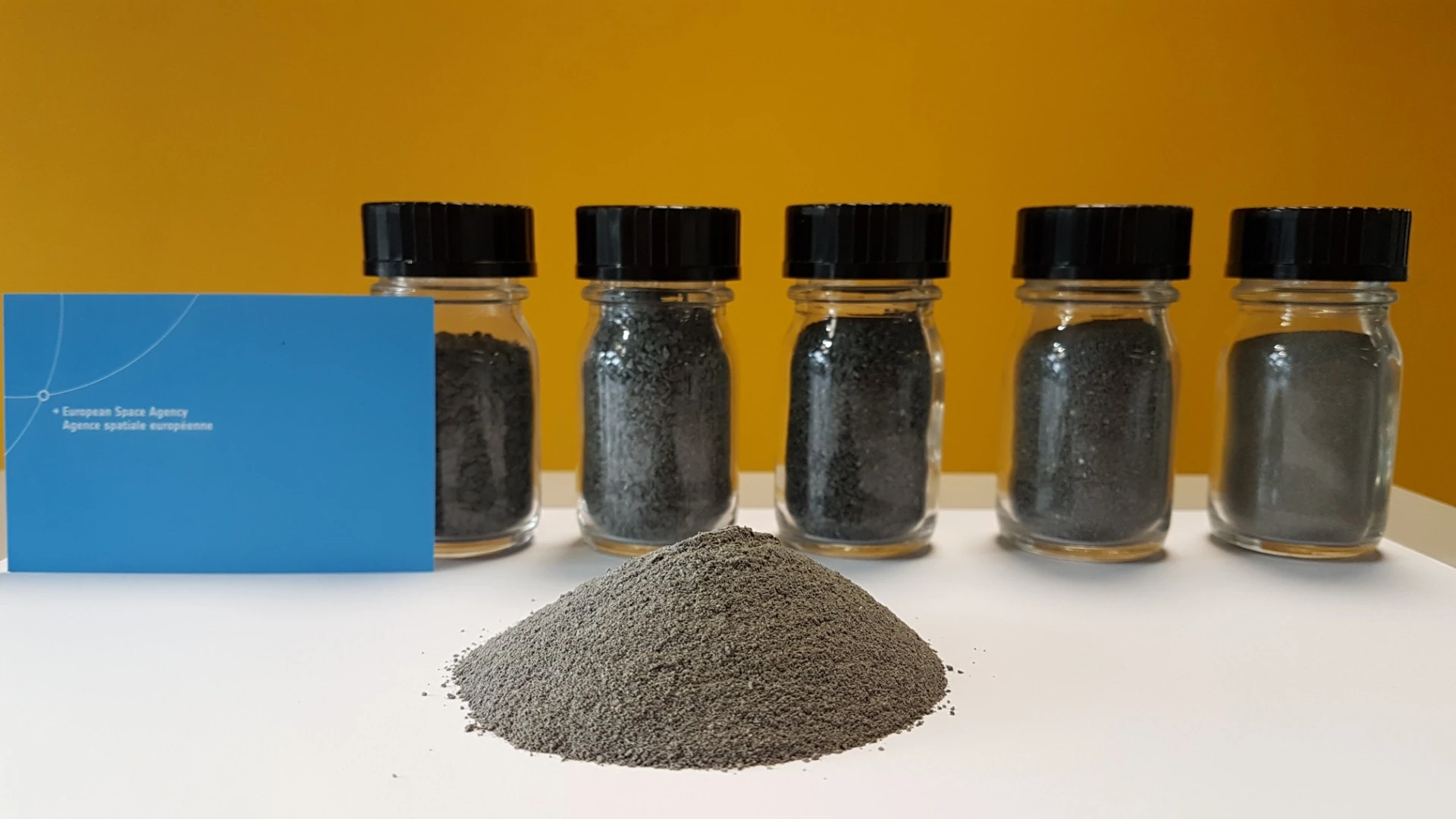 The simulated moon dust, made from volcanic ash sourced from the Eifel region of Germany