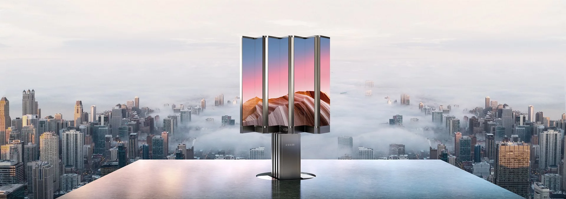 The C Seed 301 can withstand winds of up to 50 km/h, beyond that the TV will automatically fold up and retract into its below-ground compartment