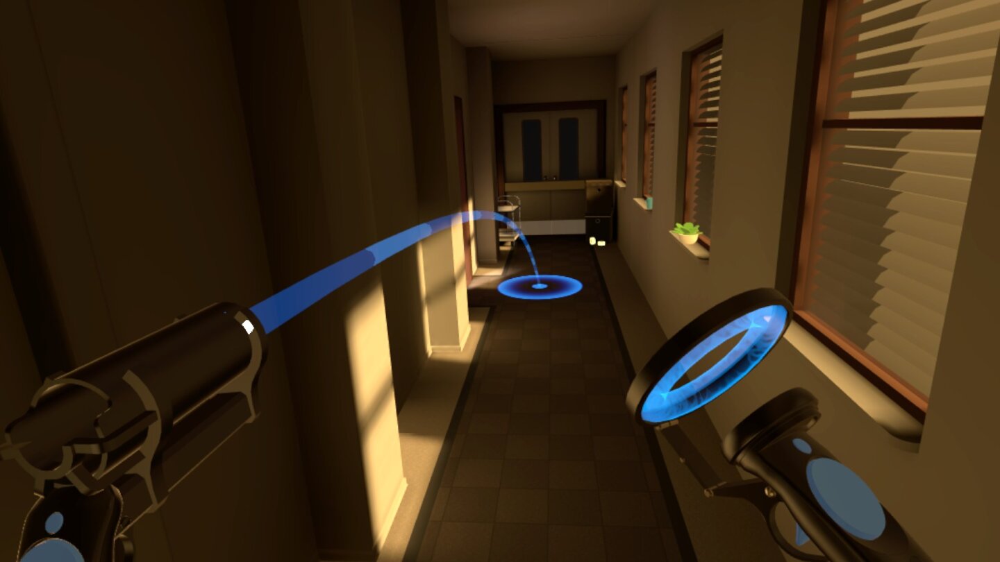 Planting a Portal beacon up ahead, the first step in teleporting