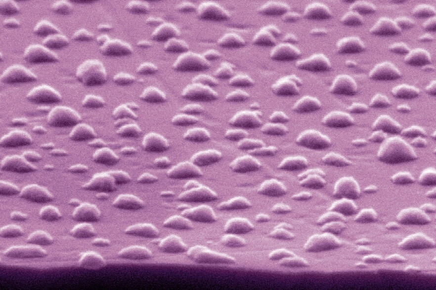 A scanning electron microscope image of the coating, showing the individual copper nanoparticles
