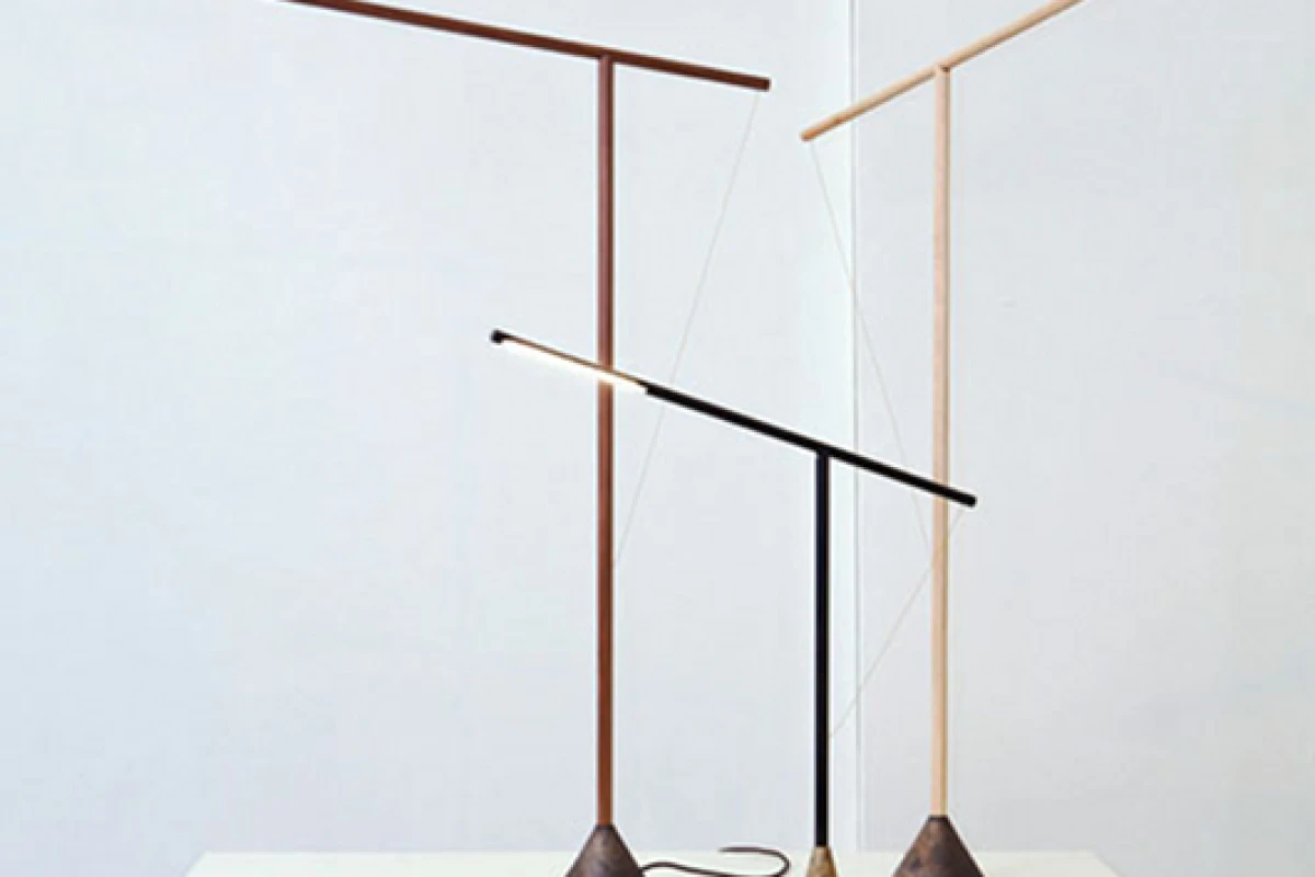 Designed by Mieke Meijer, the Balance Lamp is a wooden LED floor or table lamp that only illuminates when perfectly balanced (Photo: Mieke Meijer)