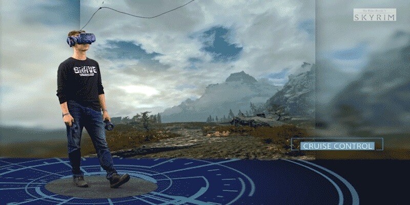Holding one leg out uses Cruise Control, keeping the character moving forward without having to walk on the spot