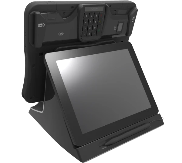 A Point-of-Sale dock is also available which features a second 9.7-inch screen that faces the customer