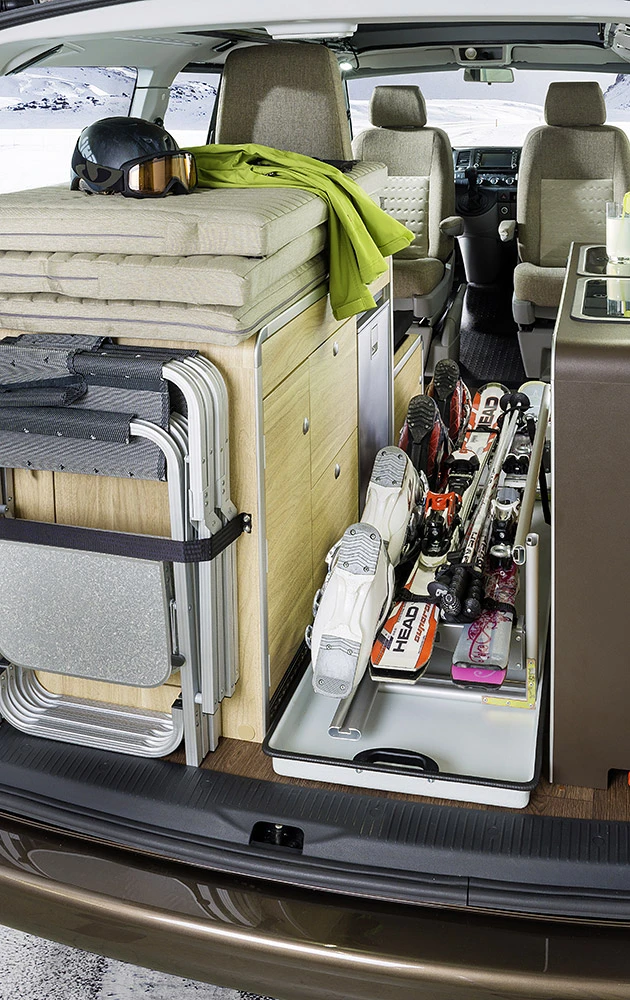 Hymer's interior layout was designed to save space for extra equipment, such as ski gear (Photo: Hymer)