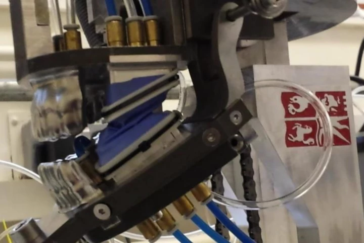 The jaws of the humanoid chewing robot, ready to chomp some gum