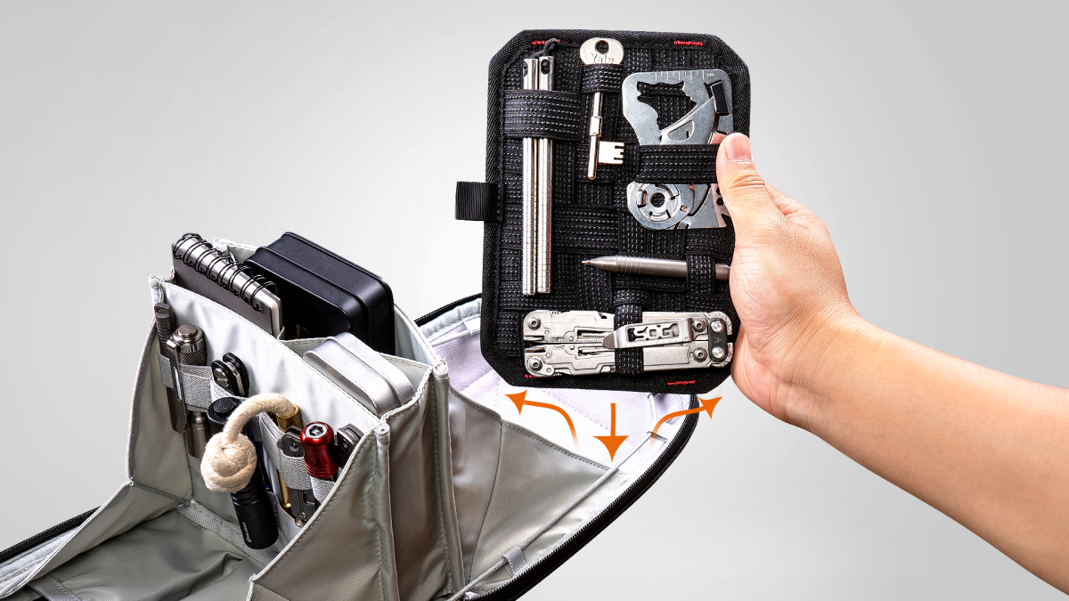 Modular pouch unfolds into a mobile EDC workstation