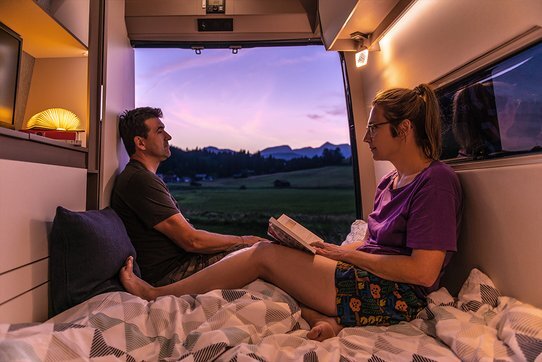 Enjoying the rear bed in the Frankia Yucon 7.0 Lounge