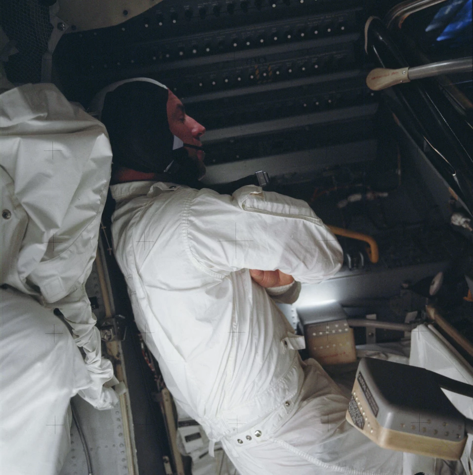 Lovell trying to sleep aboard Aquarius