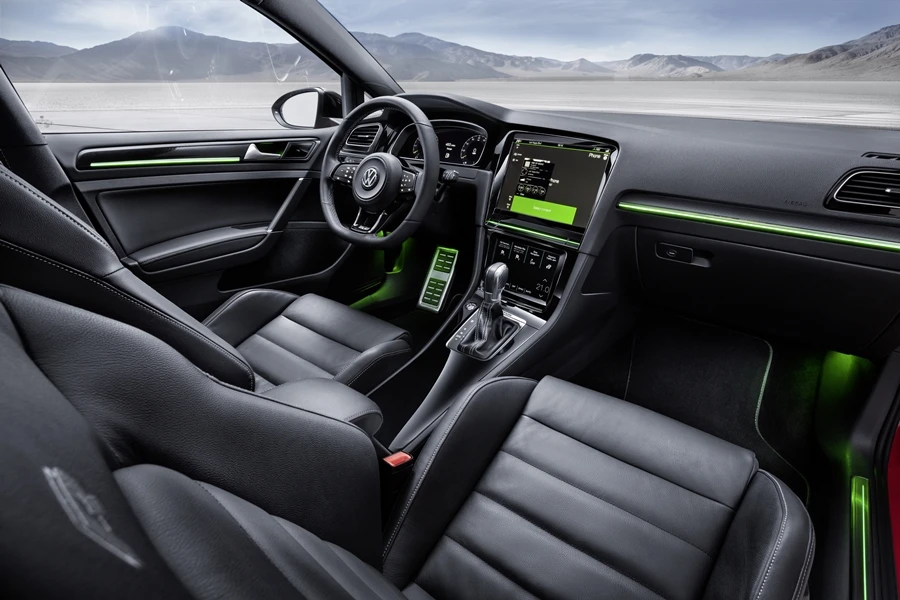 The Volkswagen Golf R Touch concept car's interior lighting and controls can be customized