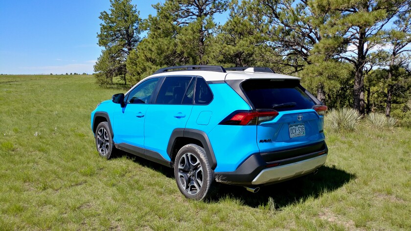This aggressive new look for the RAV4 Adventure is accented by the less rounded rear hatch and stronger lines across the bodywork