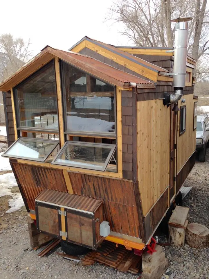 The home gets heat from a wood-burning stove