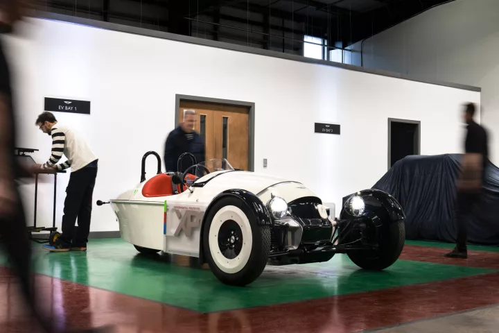 Morgan says that the XP-1 prototype will "help develop an understanding of manufacturing EV technology and how to transfer the driving characteristics of internal combustion engine Morgan sports cars into electric"