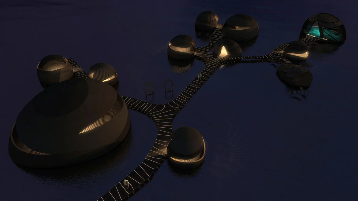 This Floating Spa concept is proposed for somewhere in the Caribbean