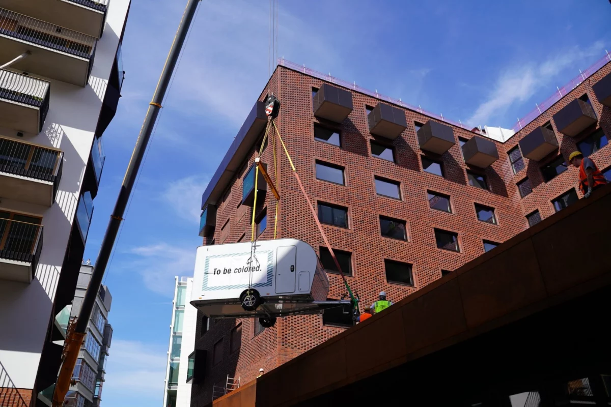 Experts will decorate the trailers inside and out before the hotel's opening