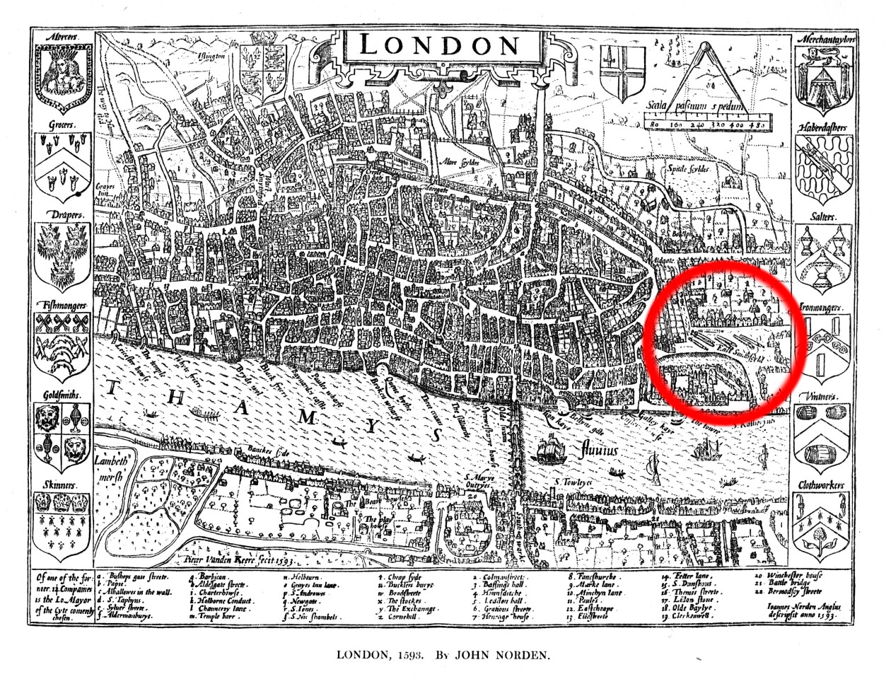 John Norden's map of London 1593