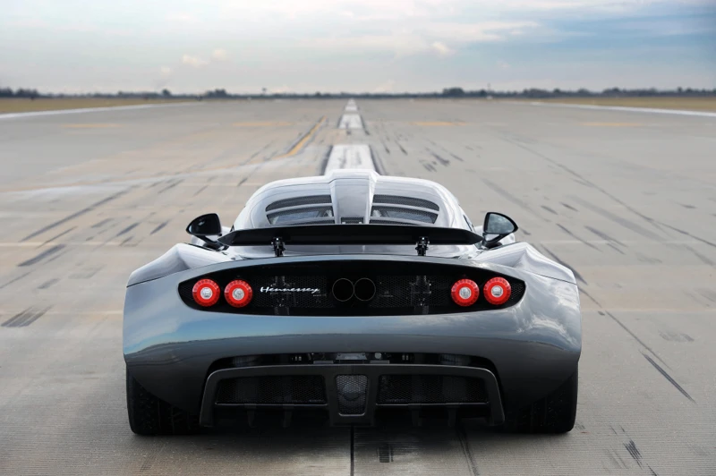 The Hennessey Venom GT prepares for an acceleration run