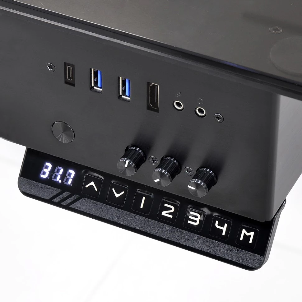 The DK-05 has two control panels to the front, each with HDMI, USB-C, USB 3.0 and audio connectivity. The right panel also includes height adjustment controls