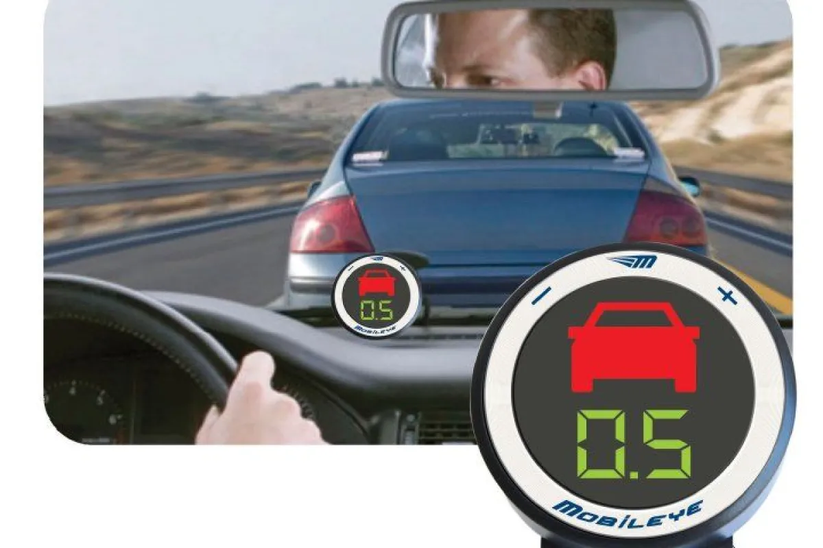 Mobileye's warning system alerts drivers to imminent forward collisions and other driving hazards