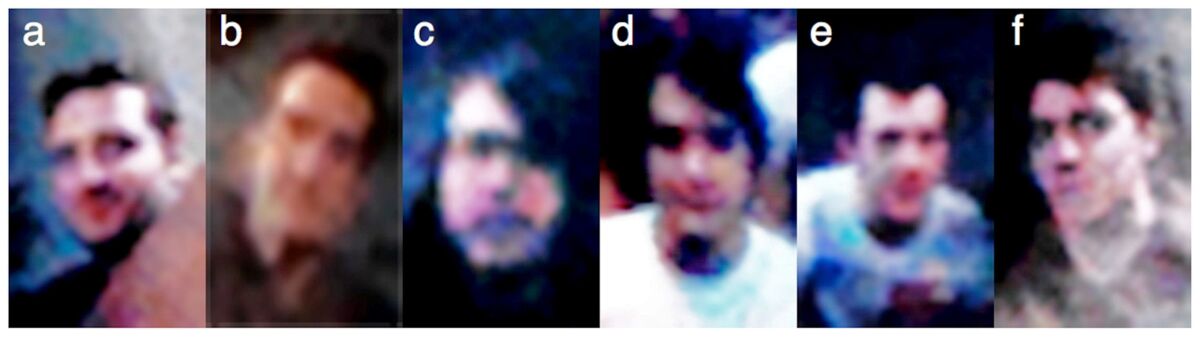 Study participants who knew only one person in a lineup of six corneal reflections of people were asked if they recognized any of the reflections (Photo: University of York)