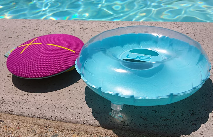 The Ultimate Ears Roll speaker has an inflatable floatie, allowing it to play music while in the pool