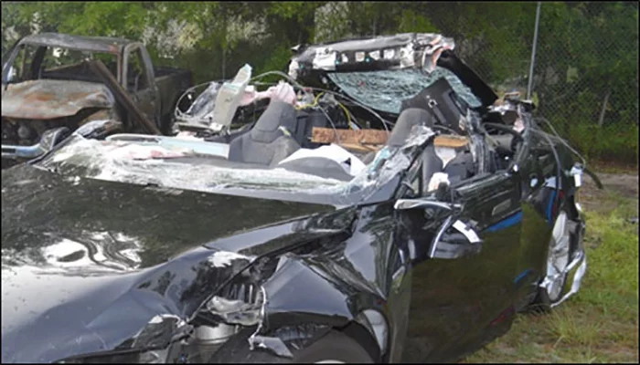 The roof was ripped off Joshua Brown's Model S in the Autopilot accident