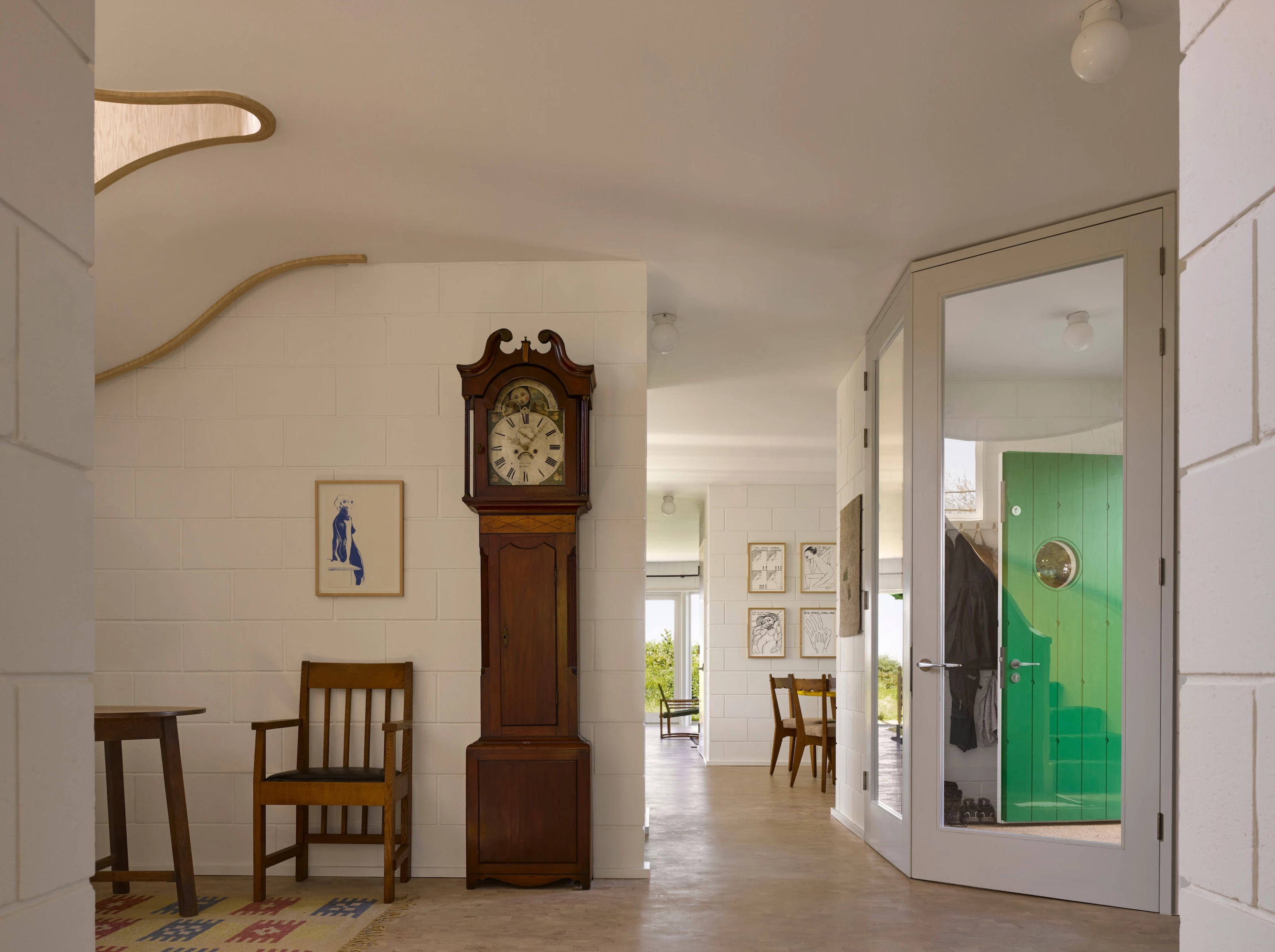 The Red House's interior design is focused on being open and light-filled