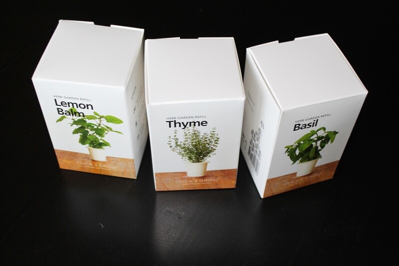 Users receive three herb cartridges of basil, thyme and lemon balm with the Smart Herb Garden