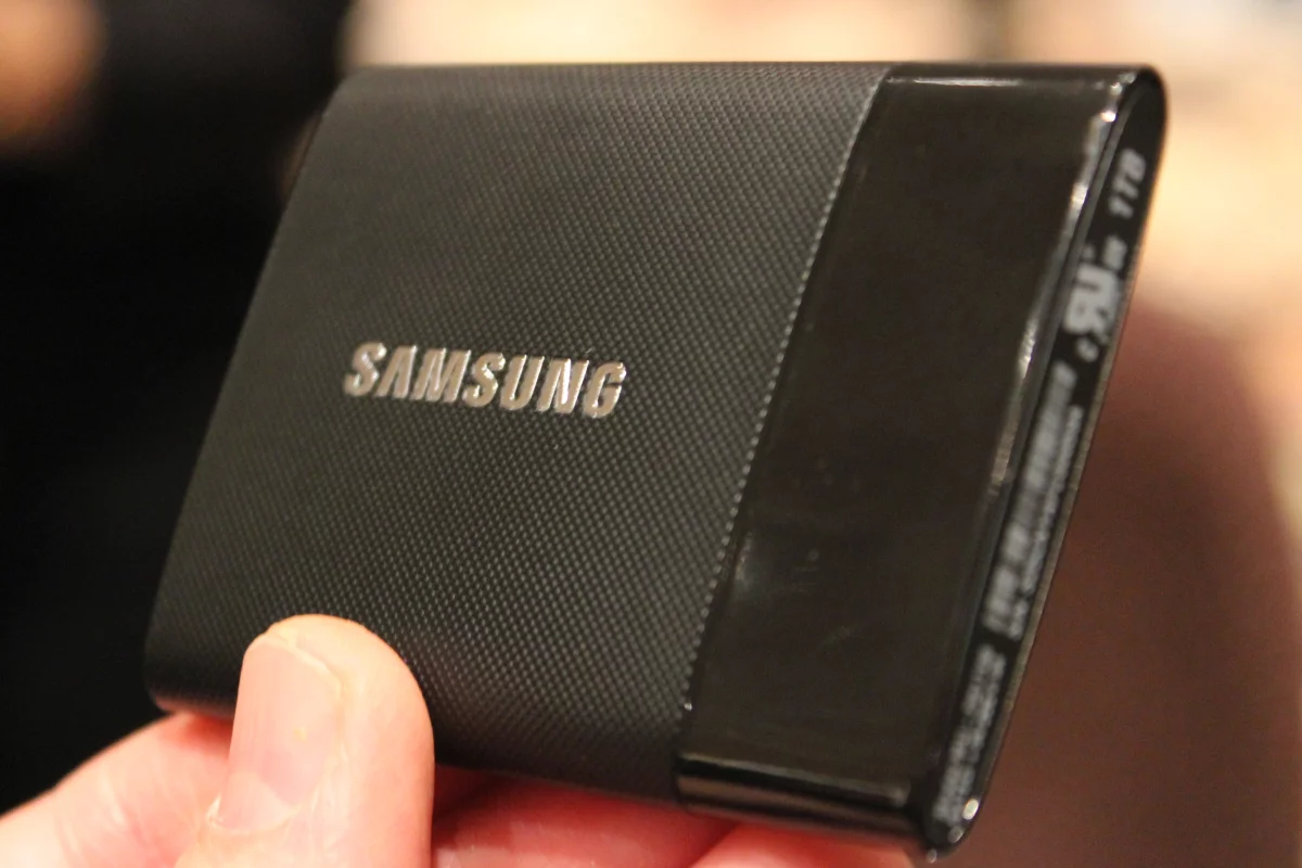 Samsung has unveiled its first ever portable SSD at CES 2015, the SSD T1 (Photo: Will Shanklin/Gizmag.com)