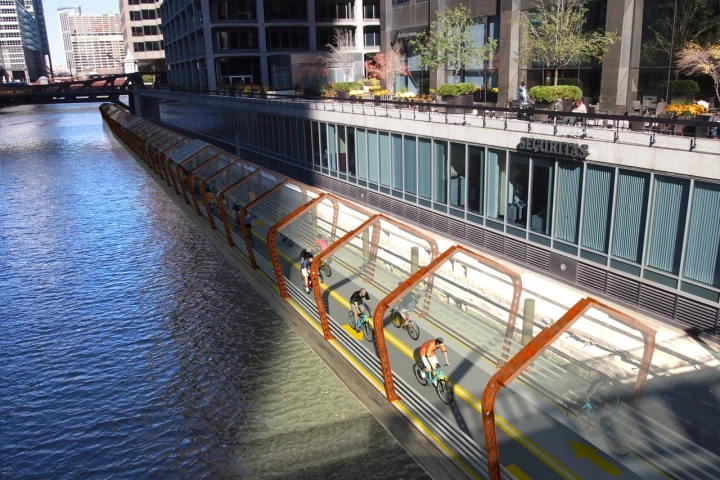 The RiverRide path would be installed on the North and South branches of the Chicago River
