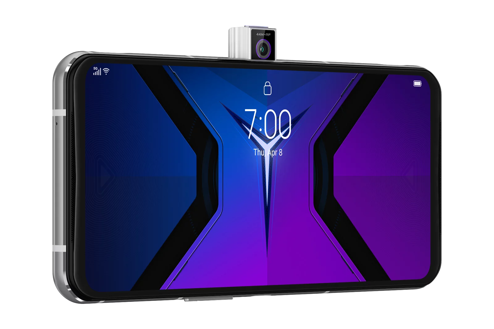The selfie camera sits on a motorized pop-up system