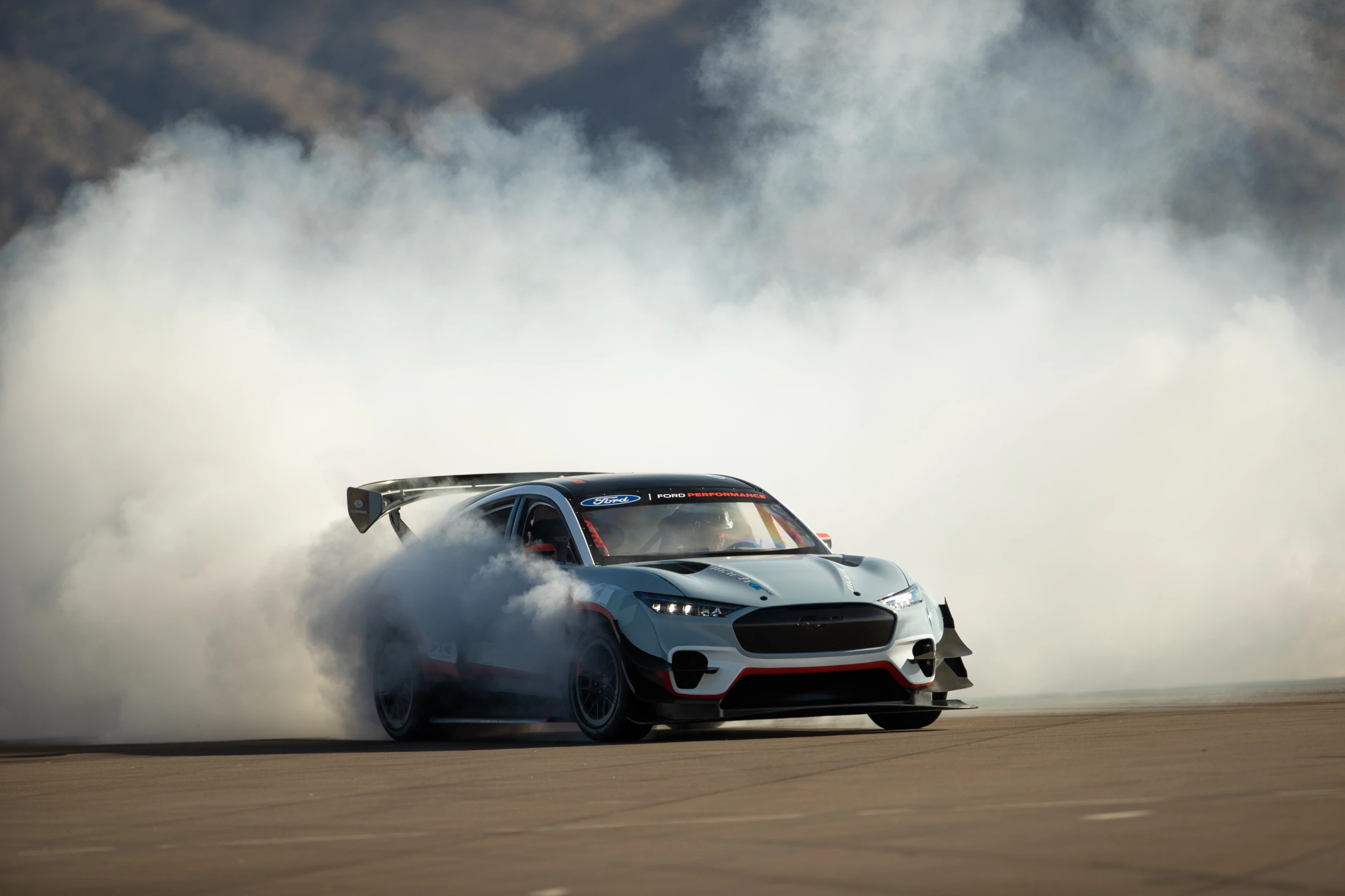 The Ford Mustang Mach-E 1400 prototype does some high and fast smoking