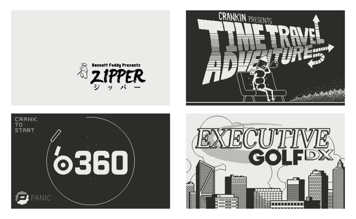 Title screen concepts for some of Playdate's games