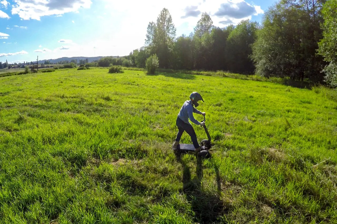 Shredding grass on the Track 1 prototype