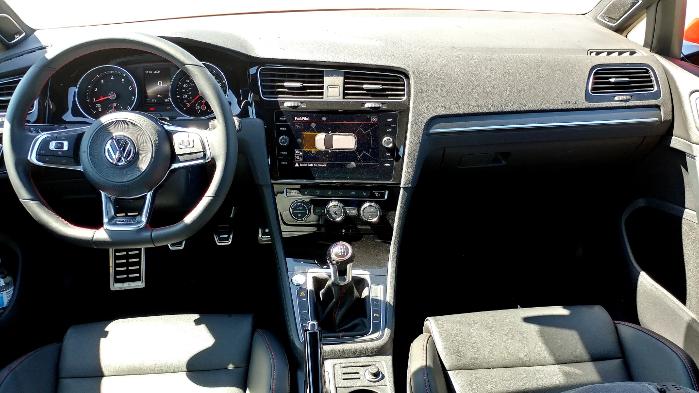 The Golf has a typically Volkswagen simplicity to its interior design
