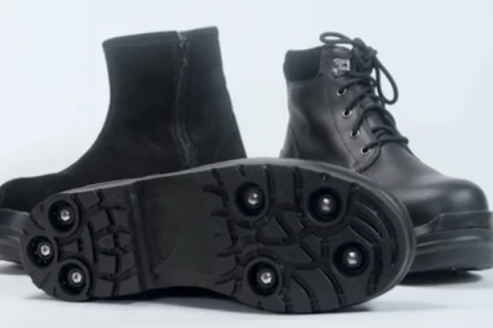 Gripforce boots can convert between regular winter boots and ice cleats at the flip of a switch