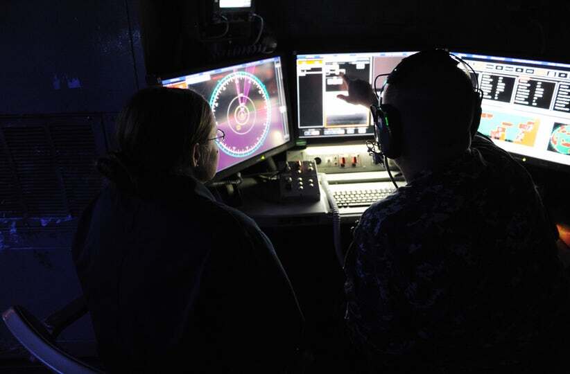 Control center of US Navy ship-borne laser