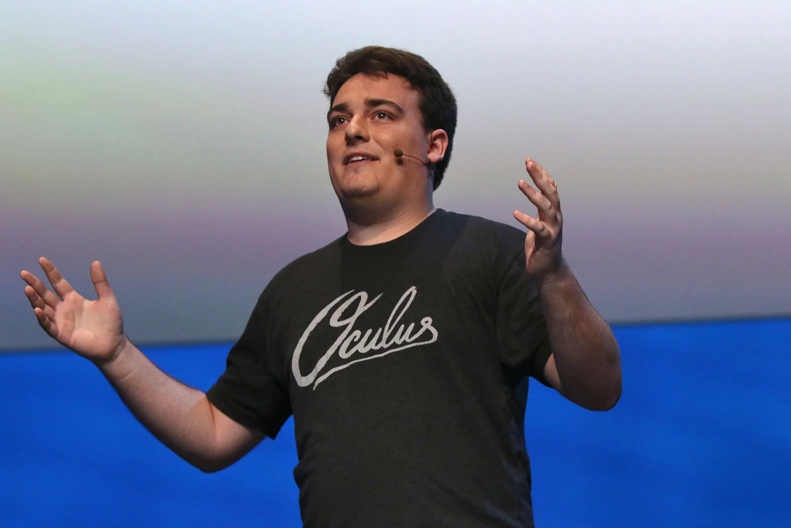 Oculus founder Palmer Luckey, a presenter with enough infectious enthusiasm to wake up any room