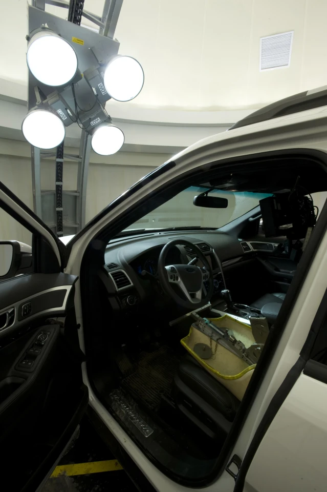 Engineers at the Ford Motor Company use their Visual Performance Evaluation Lab to determine what the insides of their vehicles will look like at any time of day