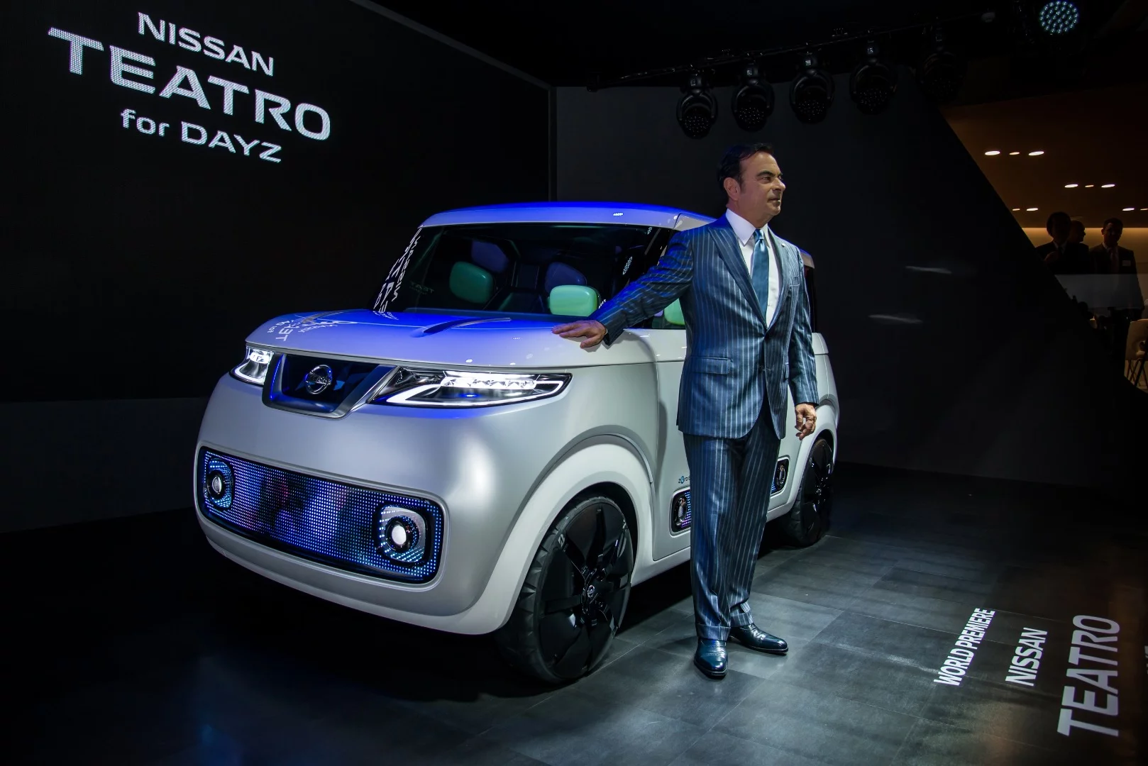 Nissan-Renault Alliance CEO Carlos Ghosn poses with the Teatro concept